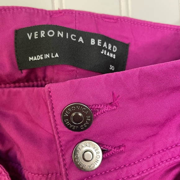 Veronica Beard Belisa Tie-Waist Wide-Leg Cargo Pant Bright Magenta Pink Size 30 - Picture 4 of 8